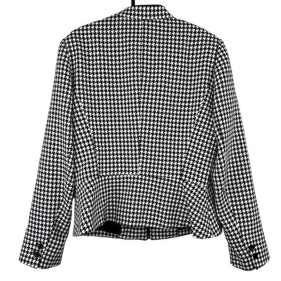 John Meyer Collection Houndstooth Black and White Jacket Size 8 Preppy Corpcore - Picture 2 of 7
